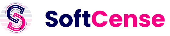 A black background with the word softco written in pink and blue.
